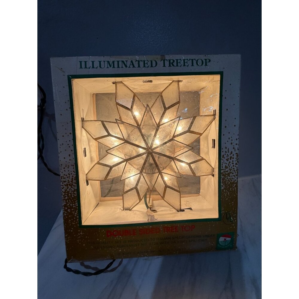 Vintage Lighted Illuminated Treetop White Double Sided Snowflake Kurt Adler 1950